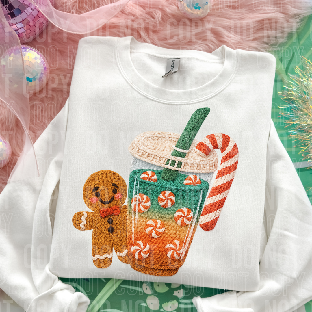 Gingerbread Candy Coffee DTF Print
