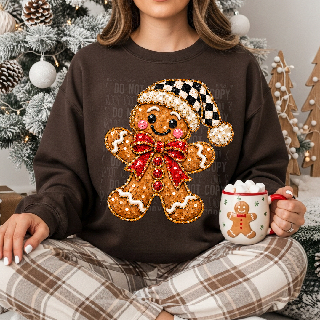 Gingerbread Faux Sequin DTF Print