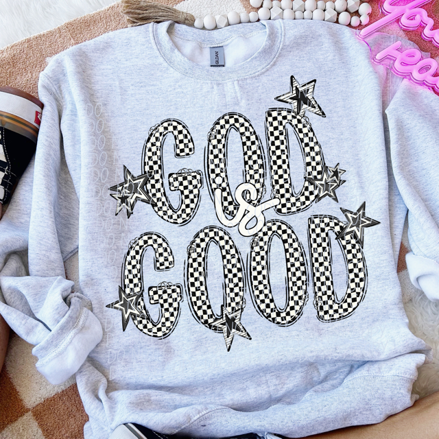 God Is Good Checker DTF Print