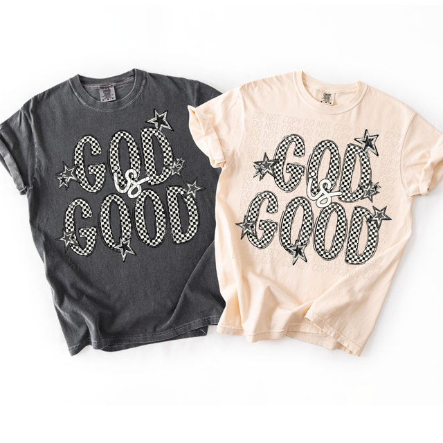 God Is Good Checker DTF Print