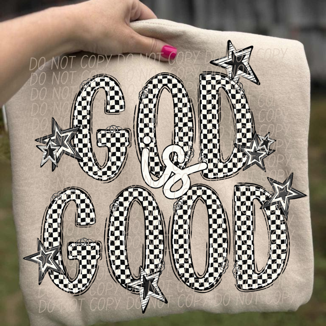 God Is Good Checker DTF Print