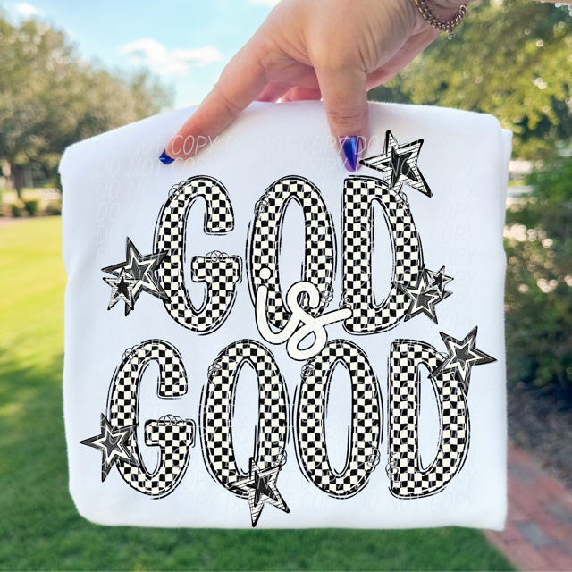 God Is Good Checker DTF Print