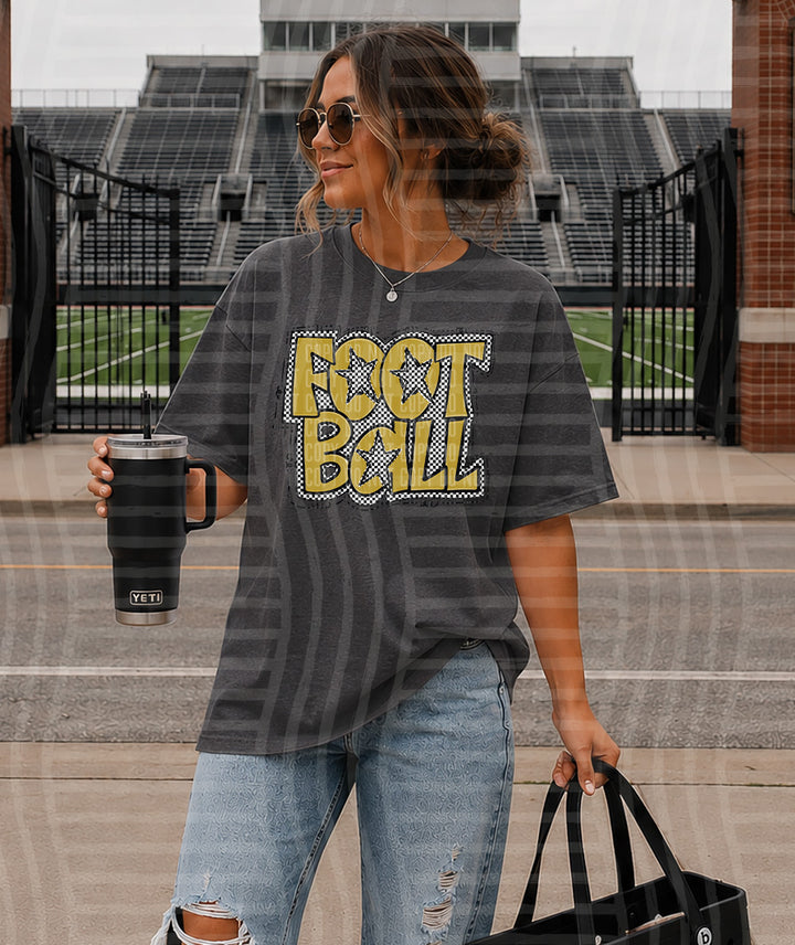 Preppy Checker Football Stars DTF Print