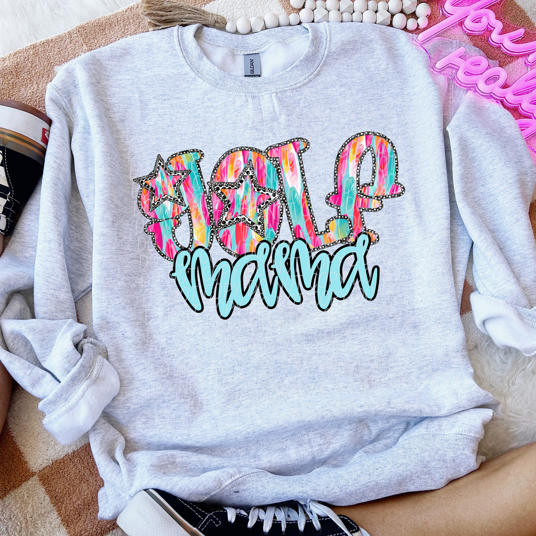 Multi Color Star Sports Mama DTF Print