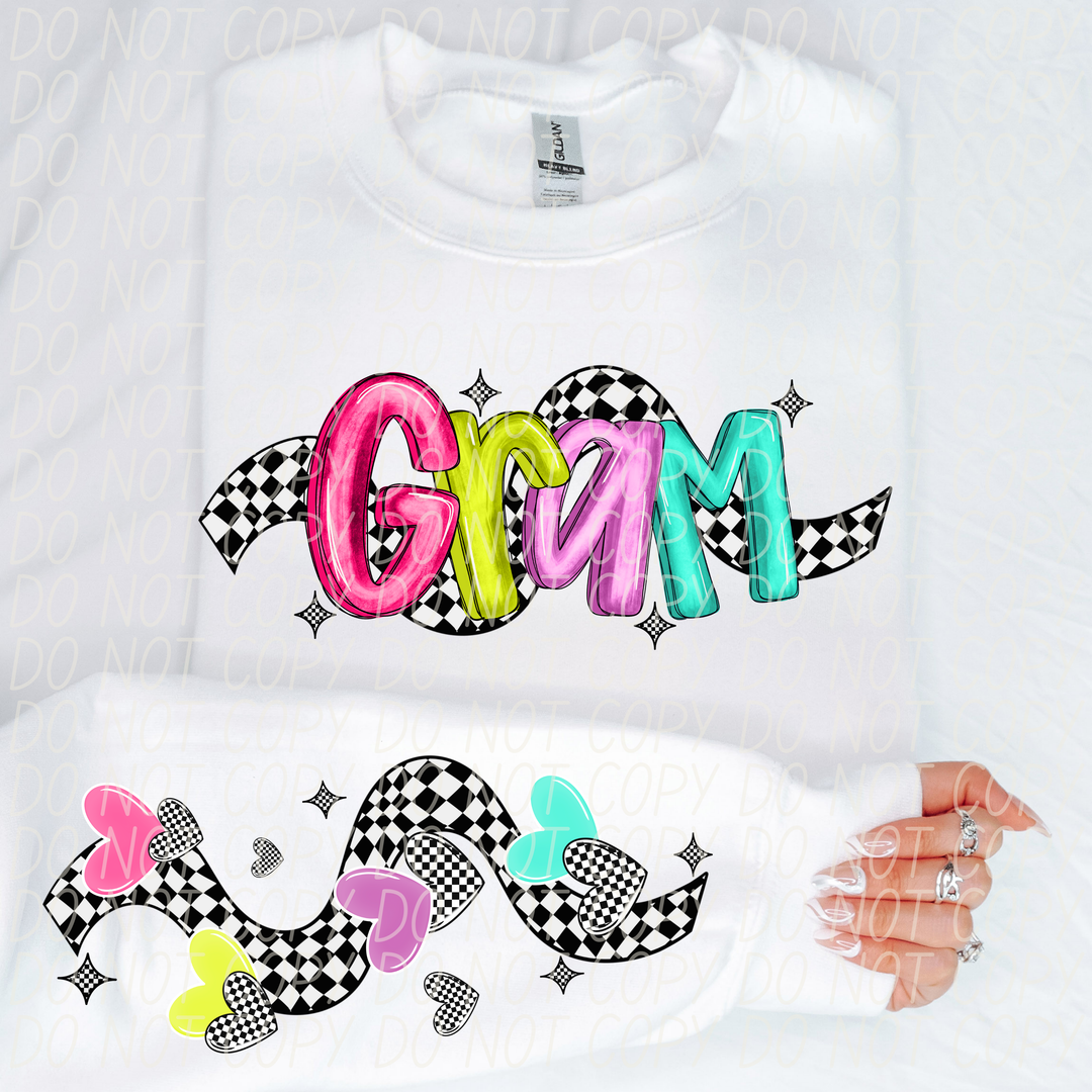 Bright Checkered Names FRONT DTF Print