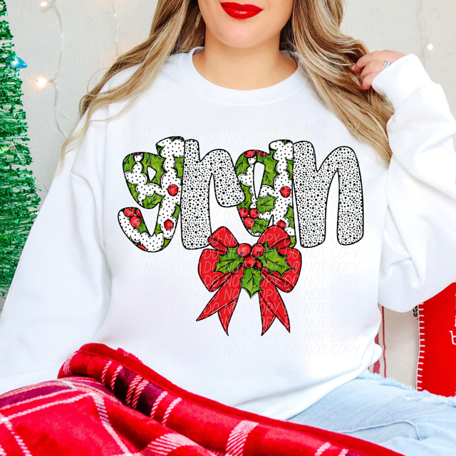 Holly Dot Names DTF Print