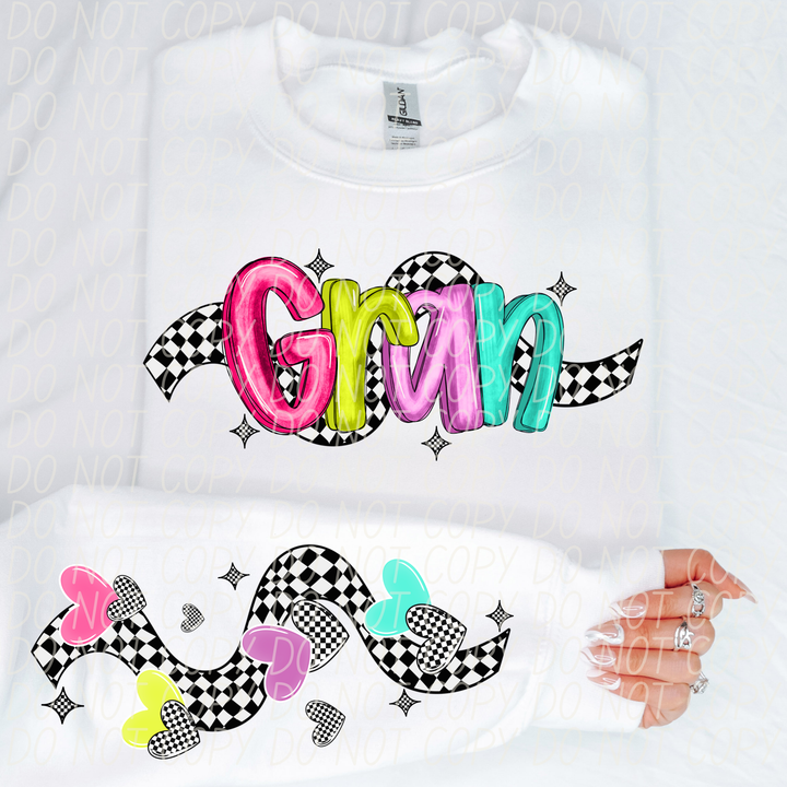 Bright Checkered Names FRONT DTF Print