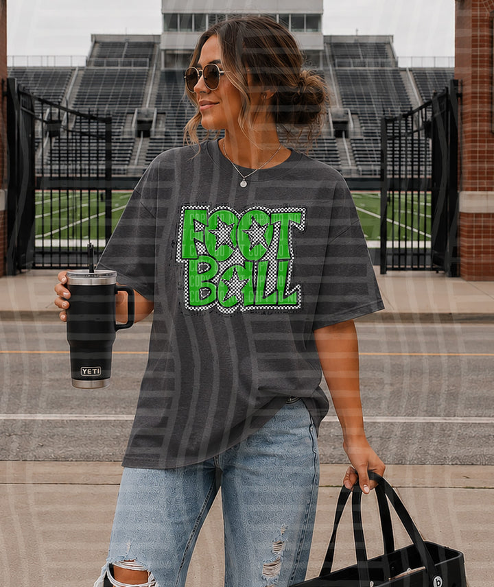 Preppy Checker Football Stars DTF Print
