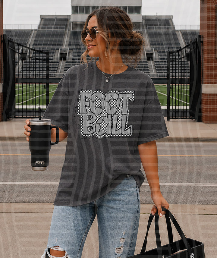 Preppy Checker Football Stars DTF Print