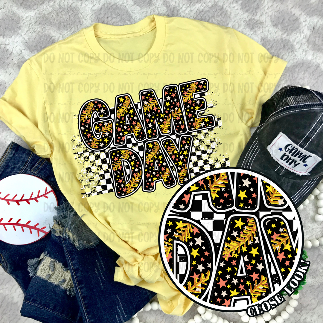 Game Day Checkered Softball/Baseball DTF Print