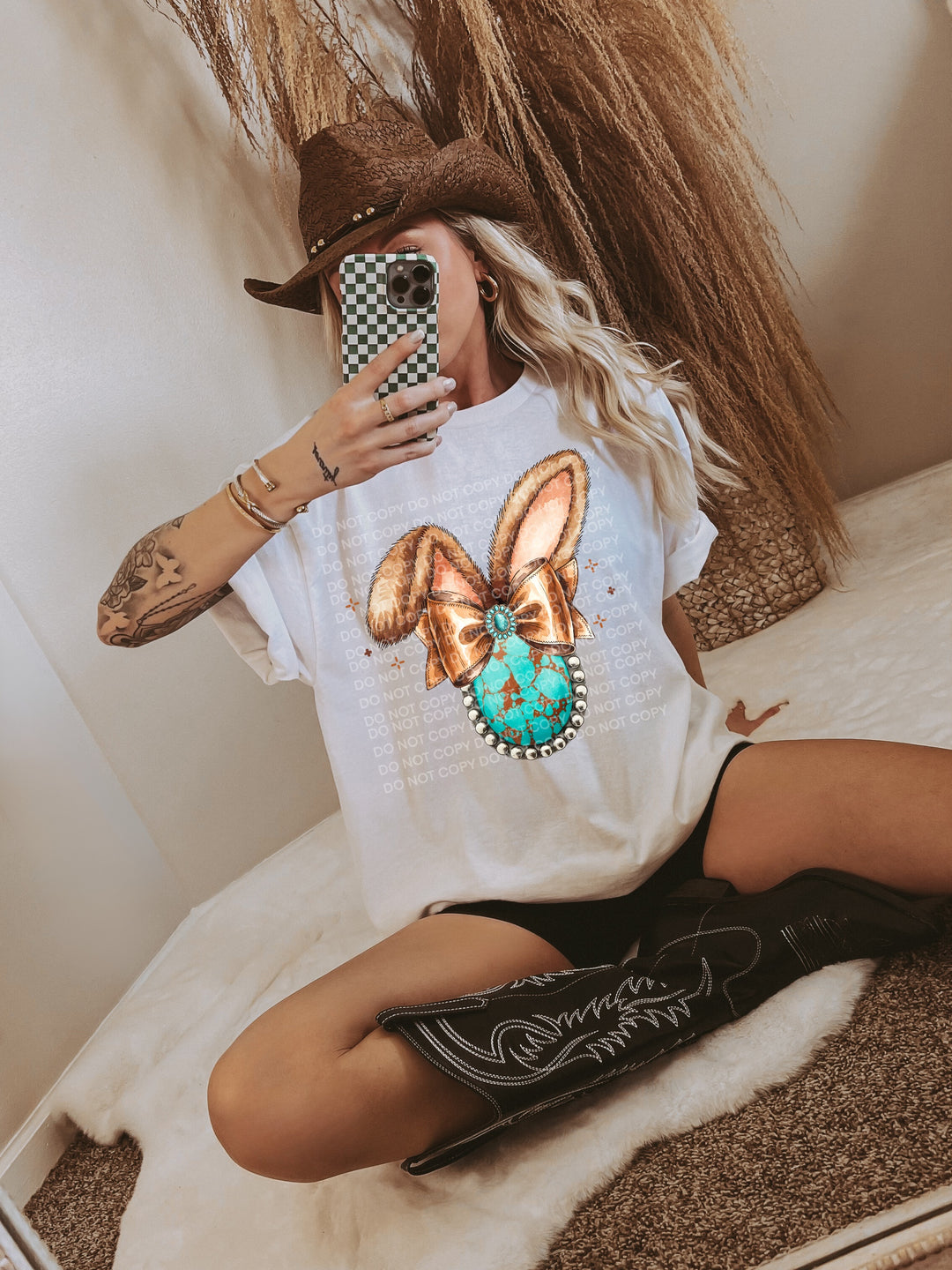 Turquoise Bunny Ears DTF Print