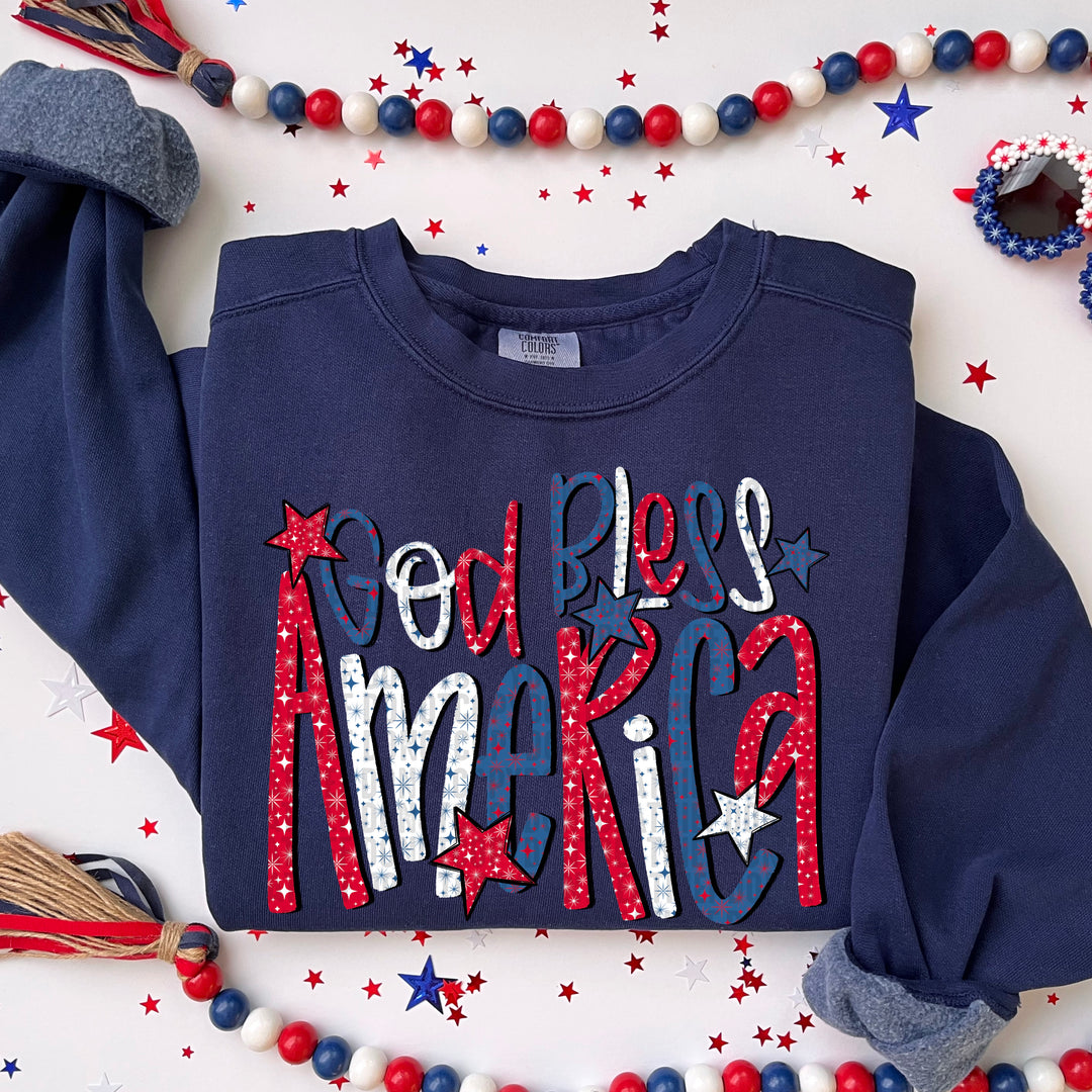 God Bless America Stars DTF Print