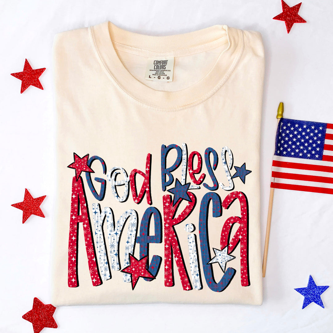 God Bless America Stars DTF Print