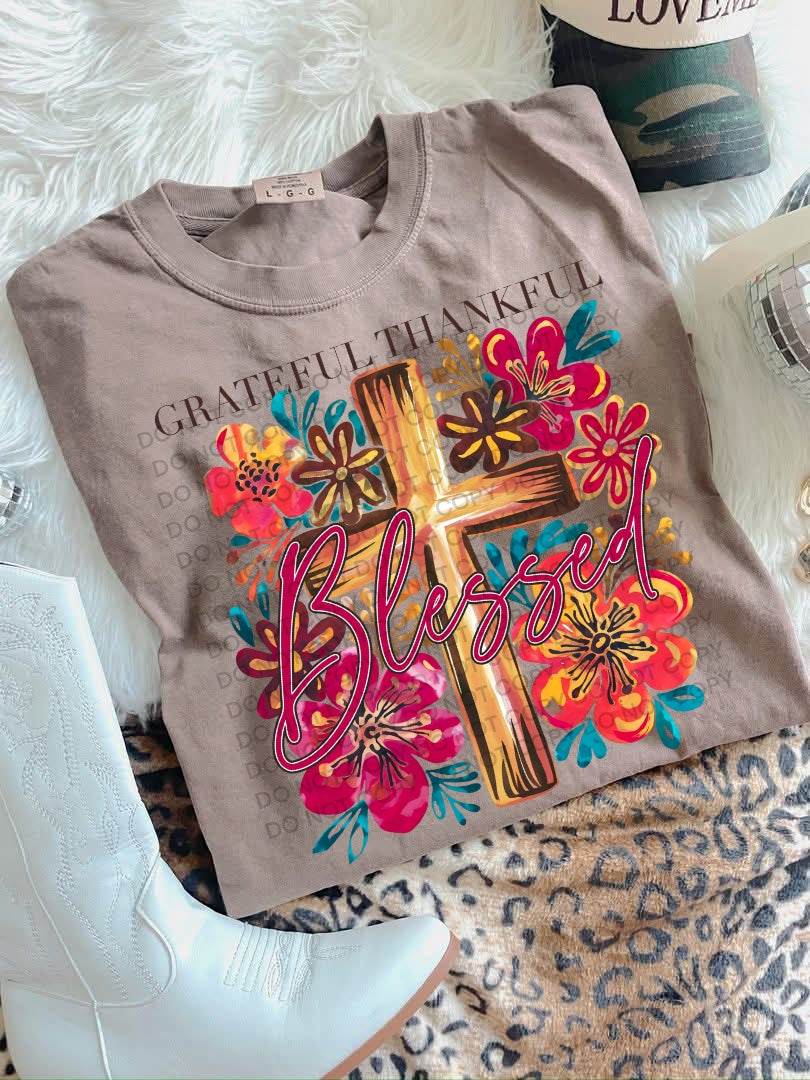 Grateful Thankful Blessed DTF Print