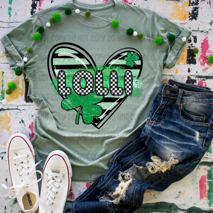 Green Heart Titles DTF Print