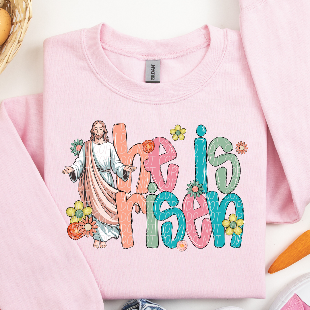 He Is Risen Jesus DTF Print
