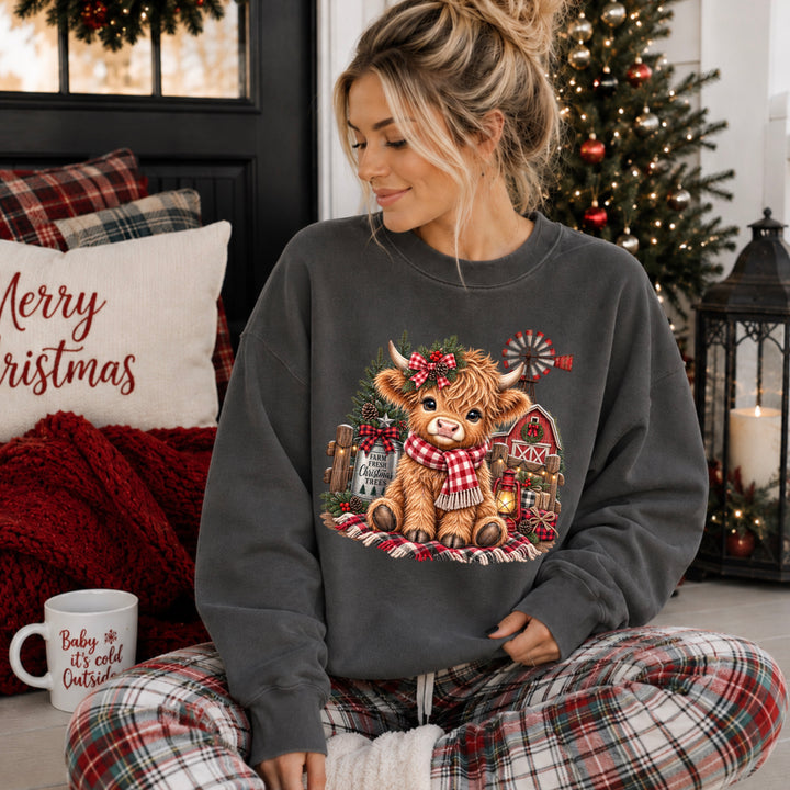Highland Christmas Cow DTF Print