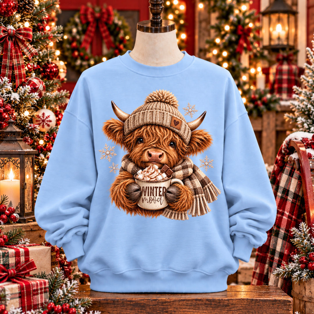 Highland Cow Winter Cocoa DTF Print