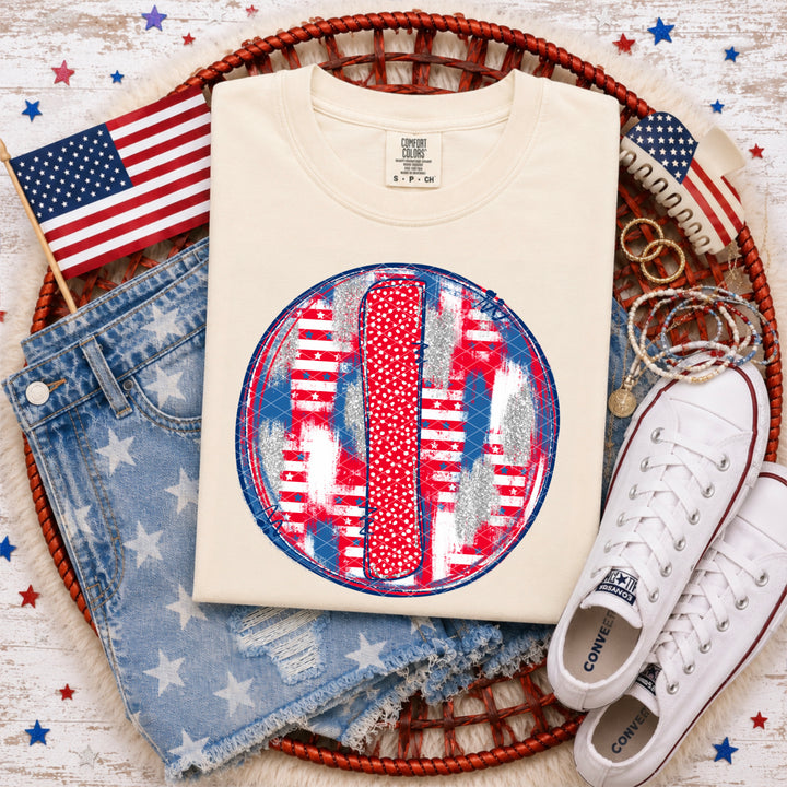 Patriotic Brush Strokes Letter Collection DTF Print