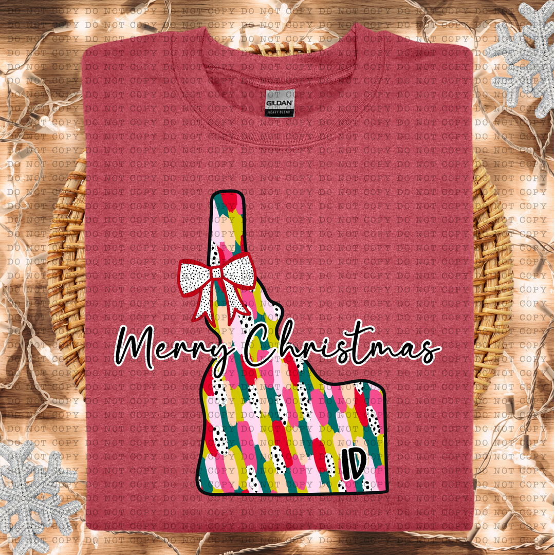 Messy Paint States Merry Christmas DTF Print