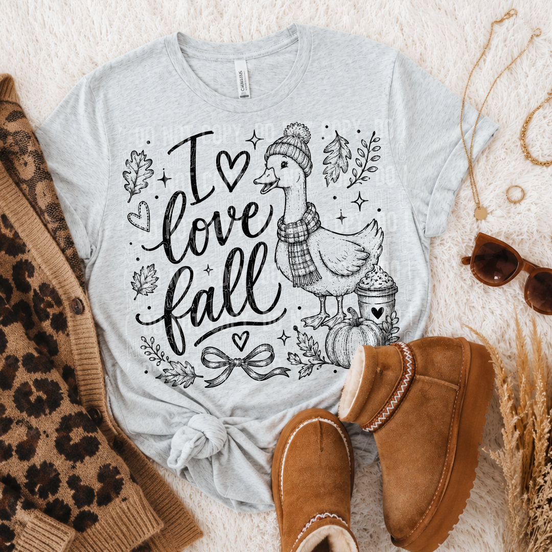 I Love Fall Goose DTF Print