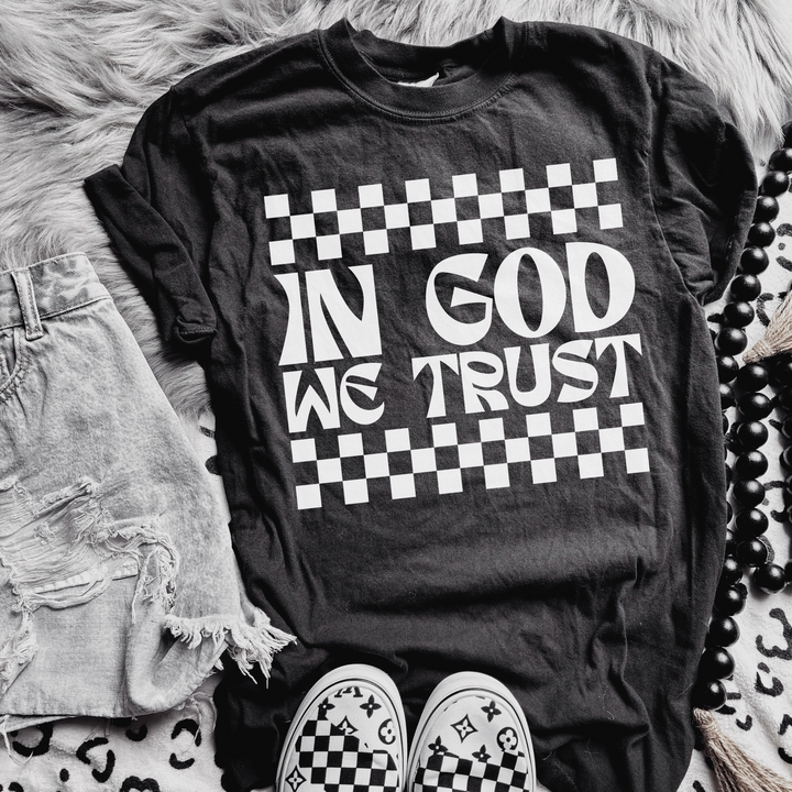 In God We Trust Checks DTF Print