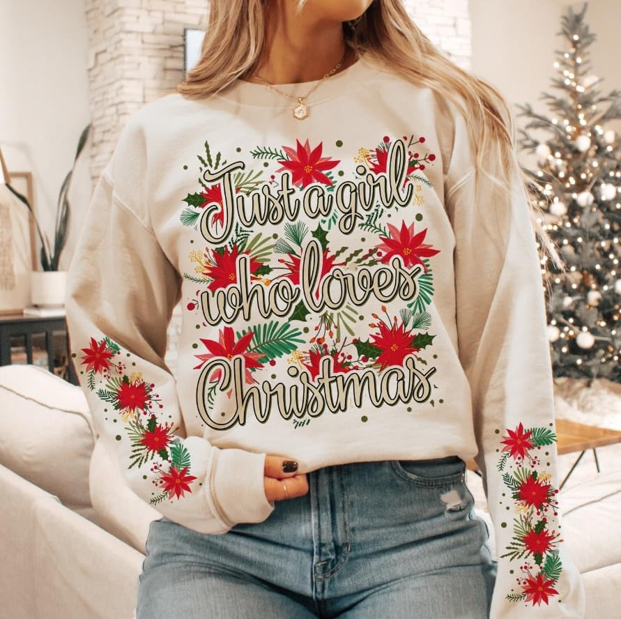 Just A Girl Who Loves Christmas SLEEVE DTF Print