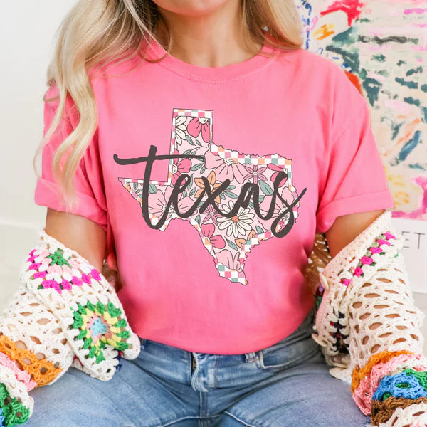 Checkered Floral States DTF Print