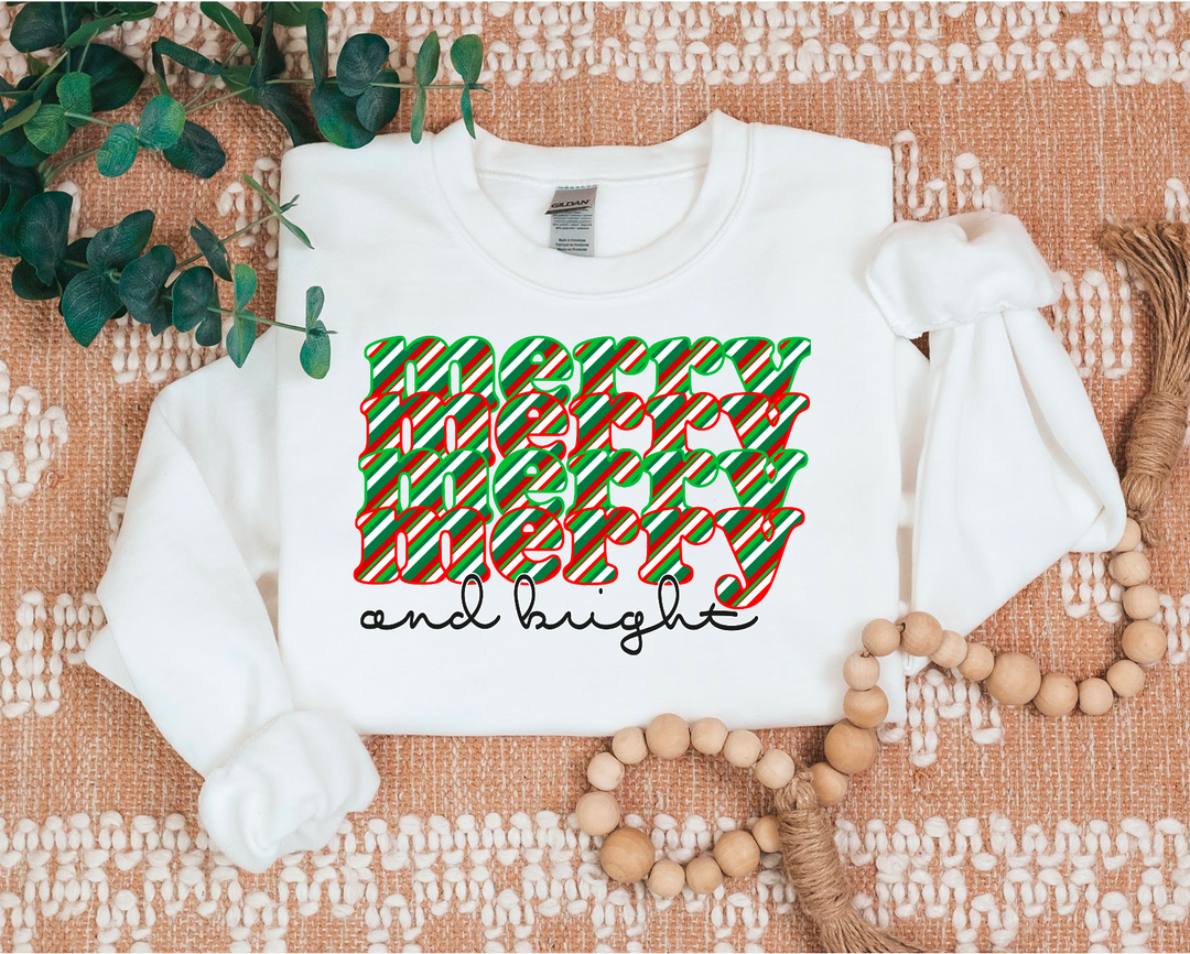 Merry and Bright Stripes DTF Print