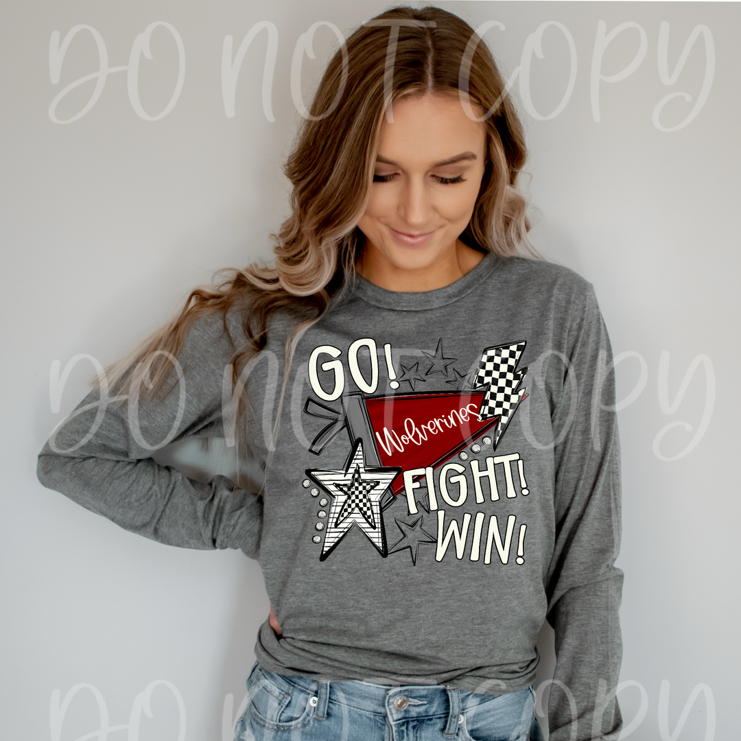 Go Fight Win Pennants DTF Print