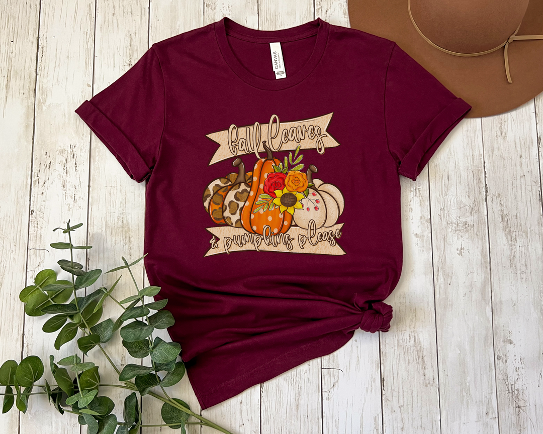 Fall Leaves Pumpkins Please DTF Print