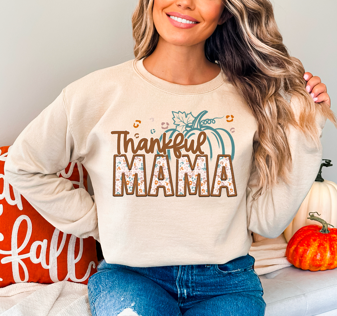 Thankful Mama Faux Embroidery DTF Print