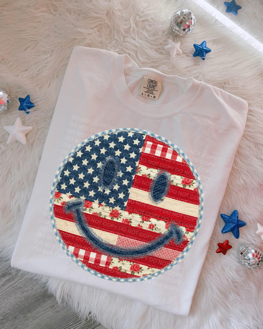 Smiley Face Patchwork DTF Print