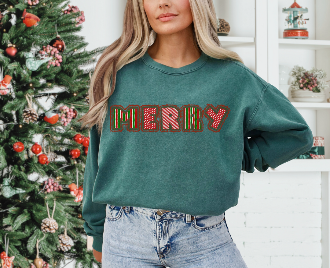 Merry Faux Fringe Stitch DTF Print