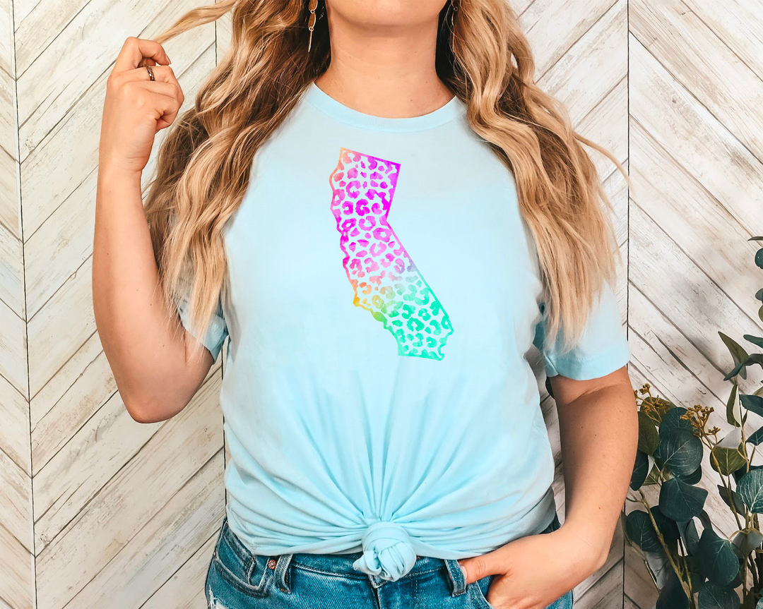 Colorful Leopard States DTF Print