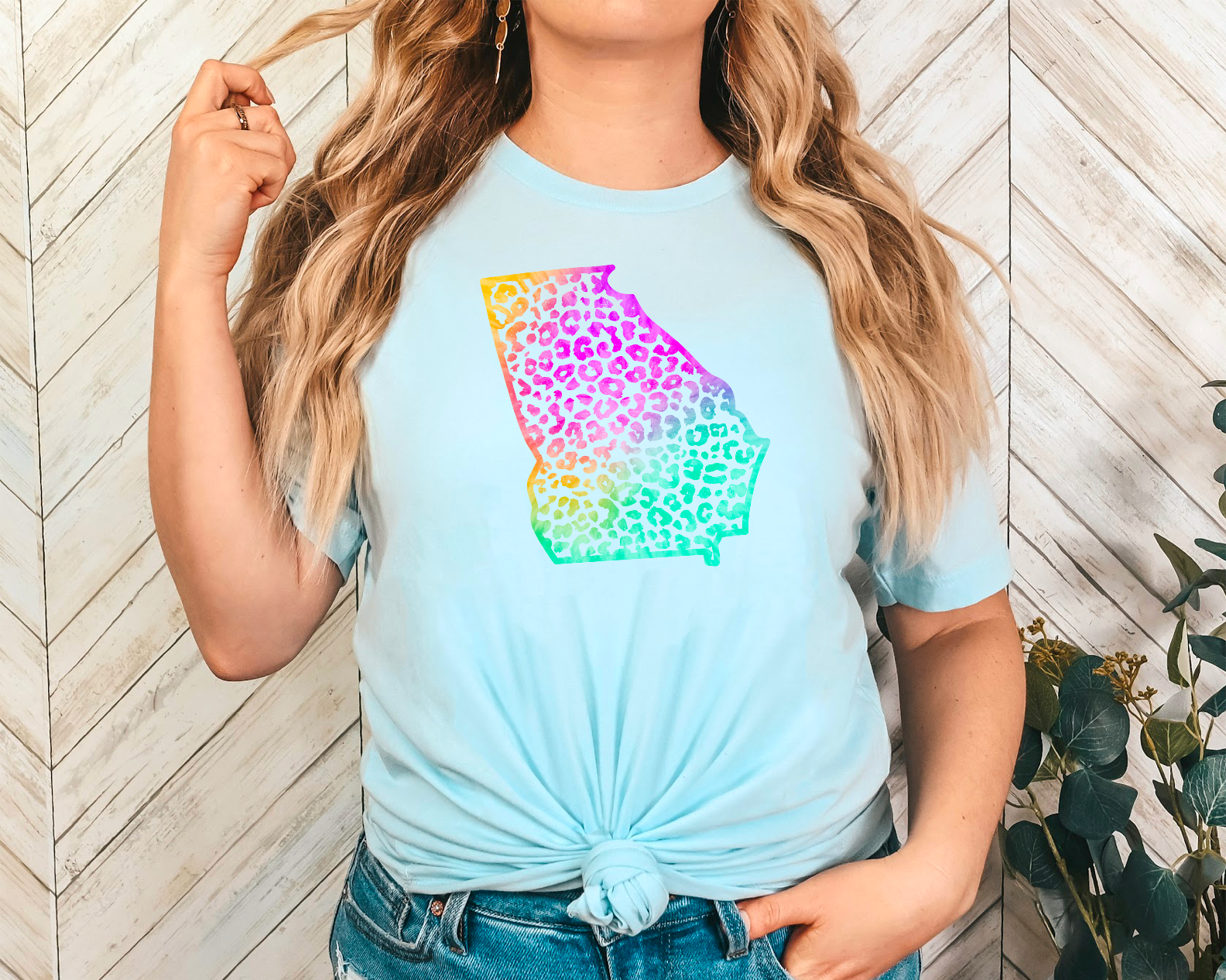 Colorful Leopard States DTF Print