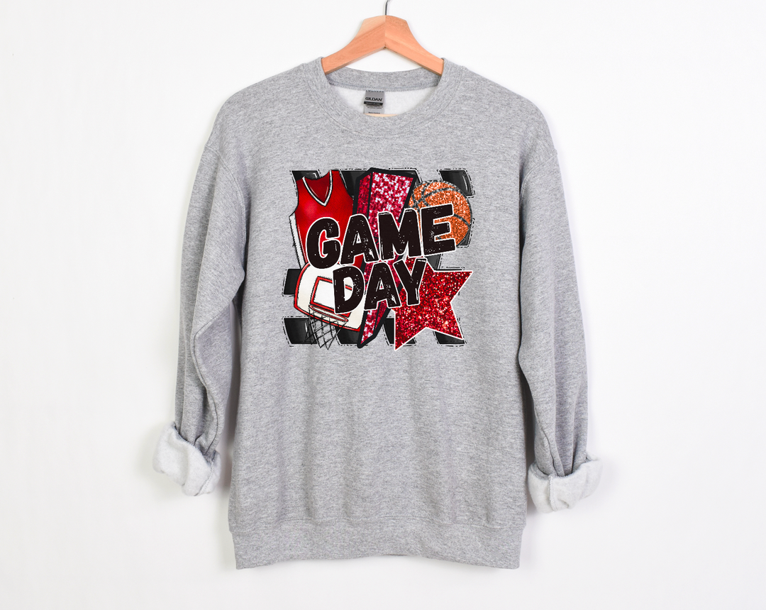 Game Day Basketball Faux Glitter Star DTF Print