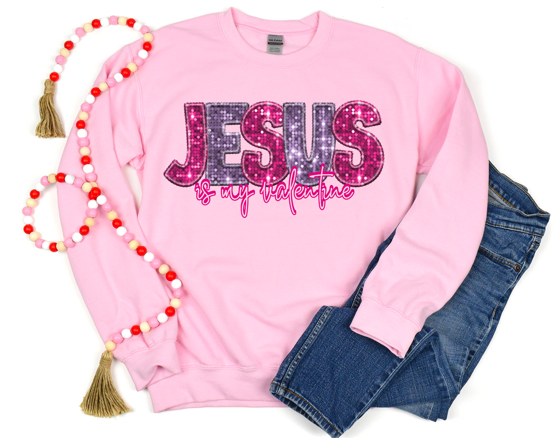 Jesus Is My Valentine Faux Glitter DTF Print