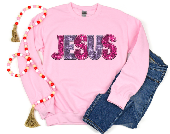 Jesus Faux Glitter DTF Print