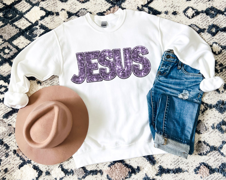 Jesus Faux Glitter DTF Print