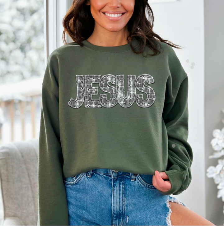 Jesus Faux Glitter DTF Print