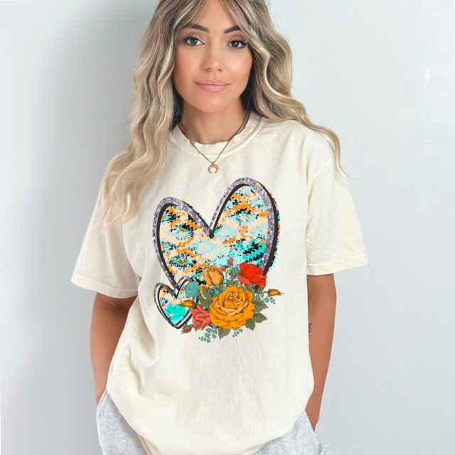 Floral Heart DTF Print