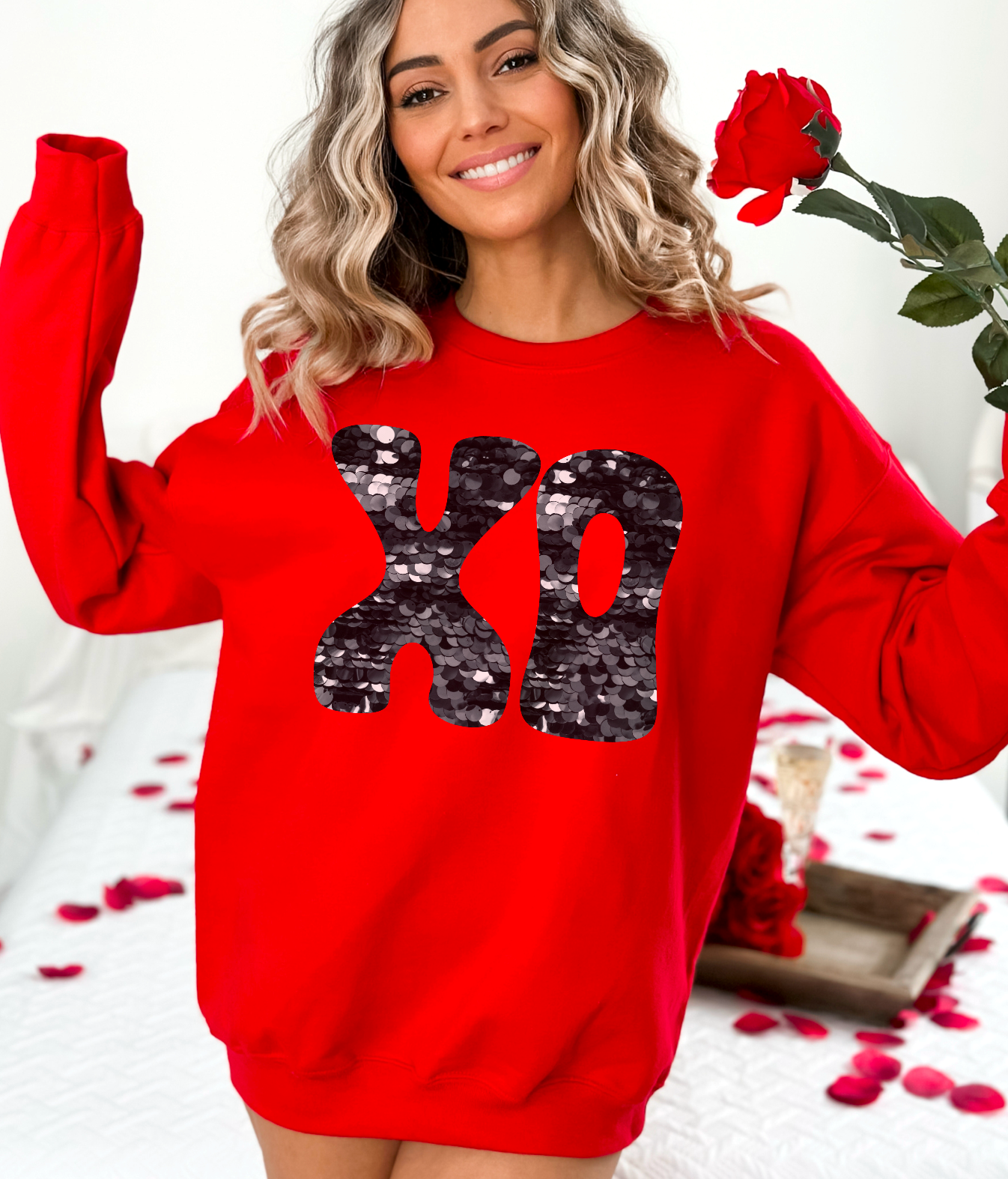 XO Valentine’s Day Faux Sequin DTF Print