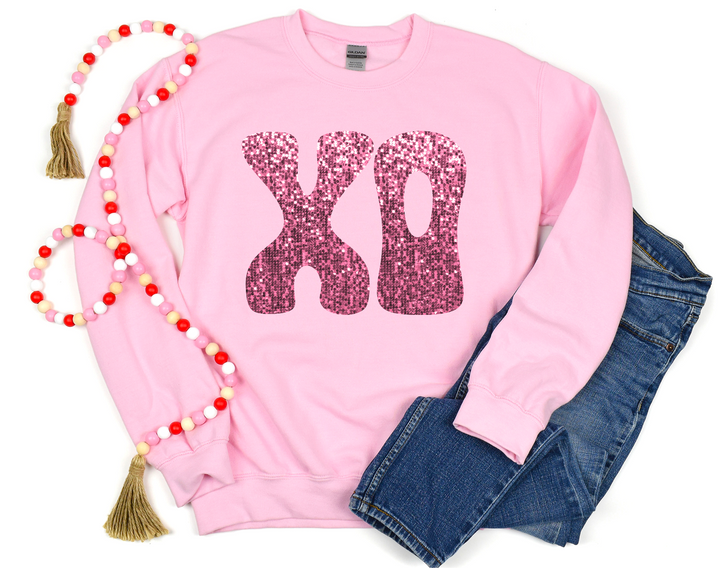 XO Valentine’s Day Faux Glitter DTF Print