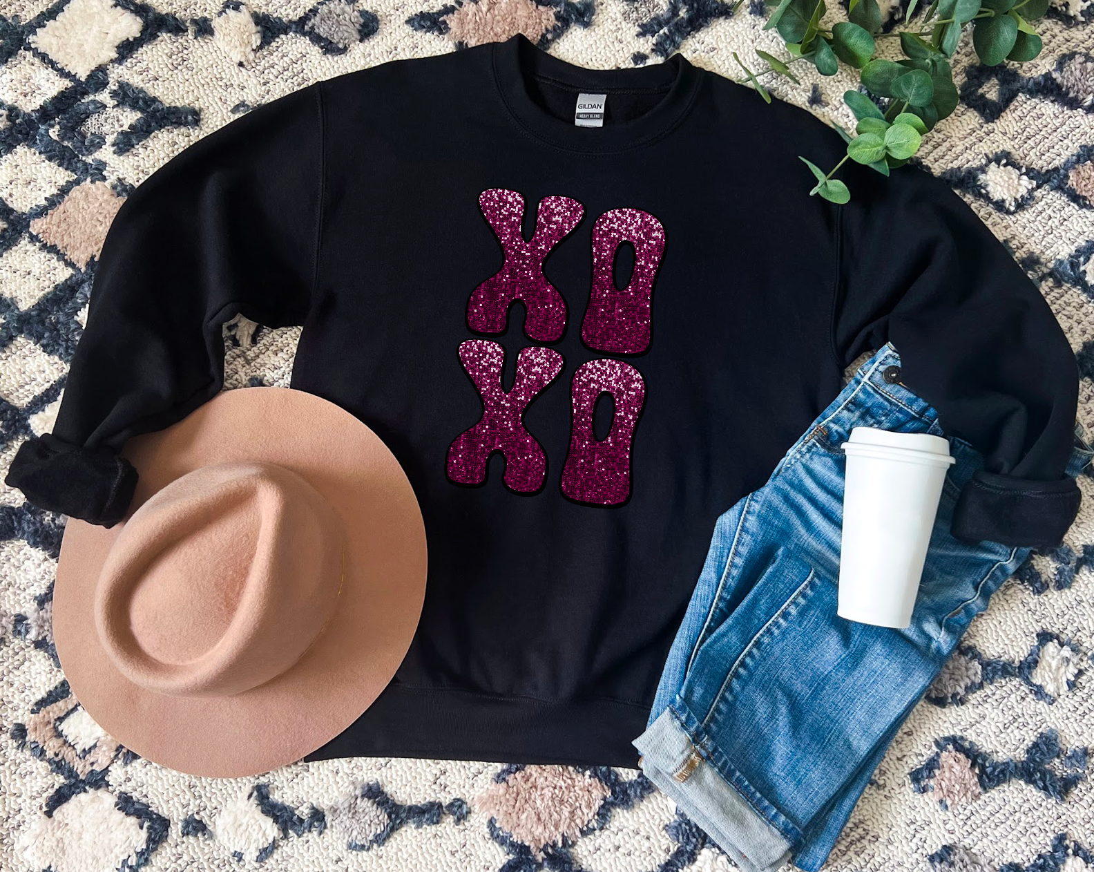 XO Stacked Faux Glitter DTF Print