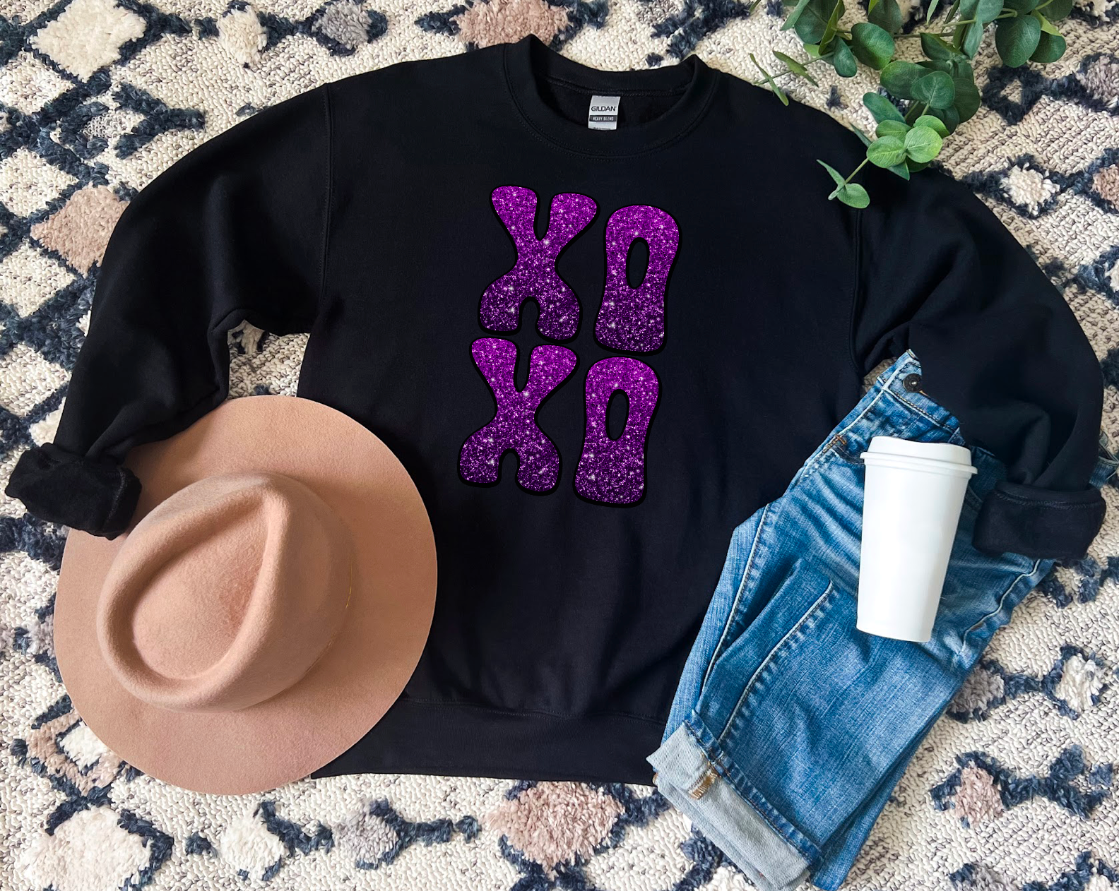 XO Stacked Faux Glitter DTF Print