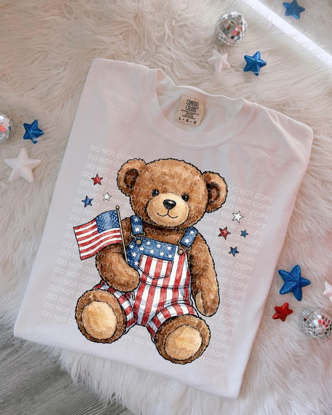 Patriotic Boy Bear DTF Print
