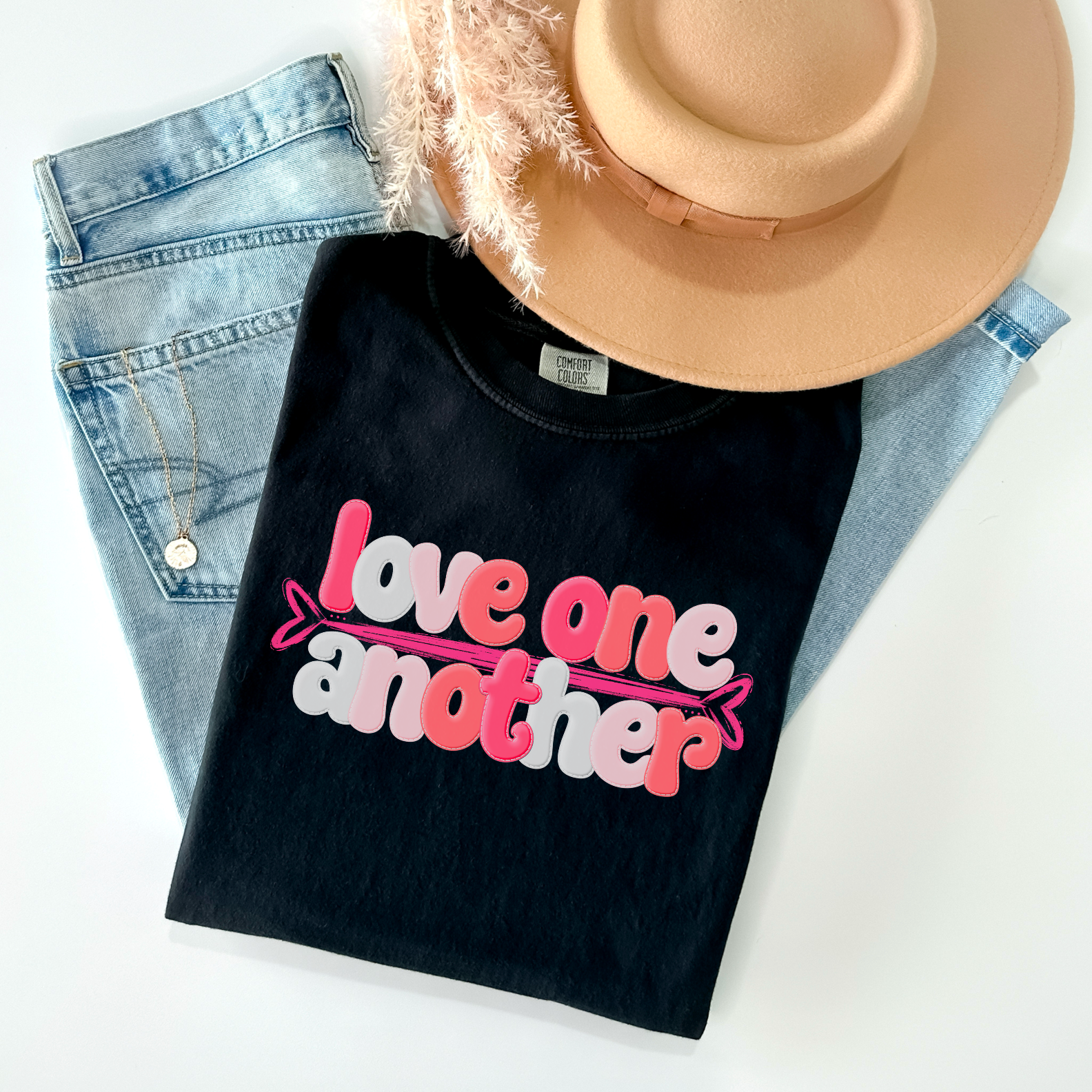 Love One Another Faux Puff Letters DTF Print