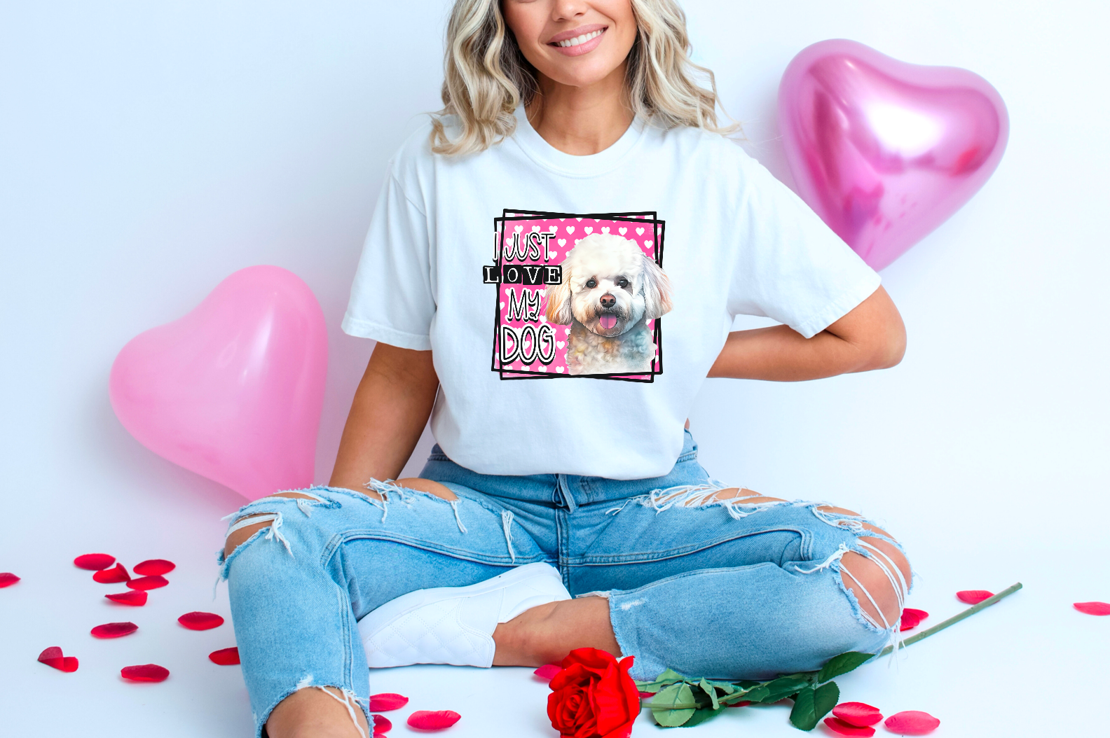 I Love My Dog Valentine DTF Print
