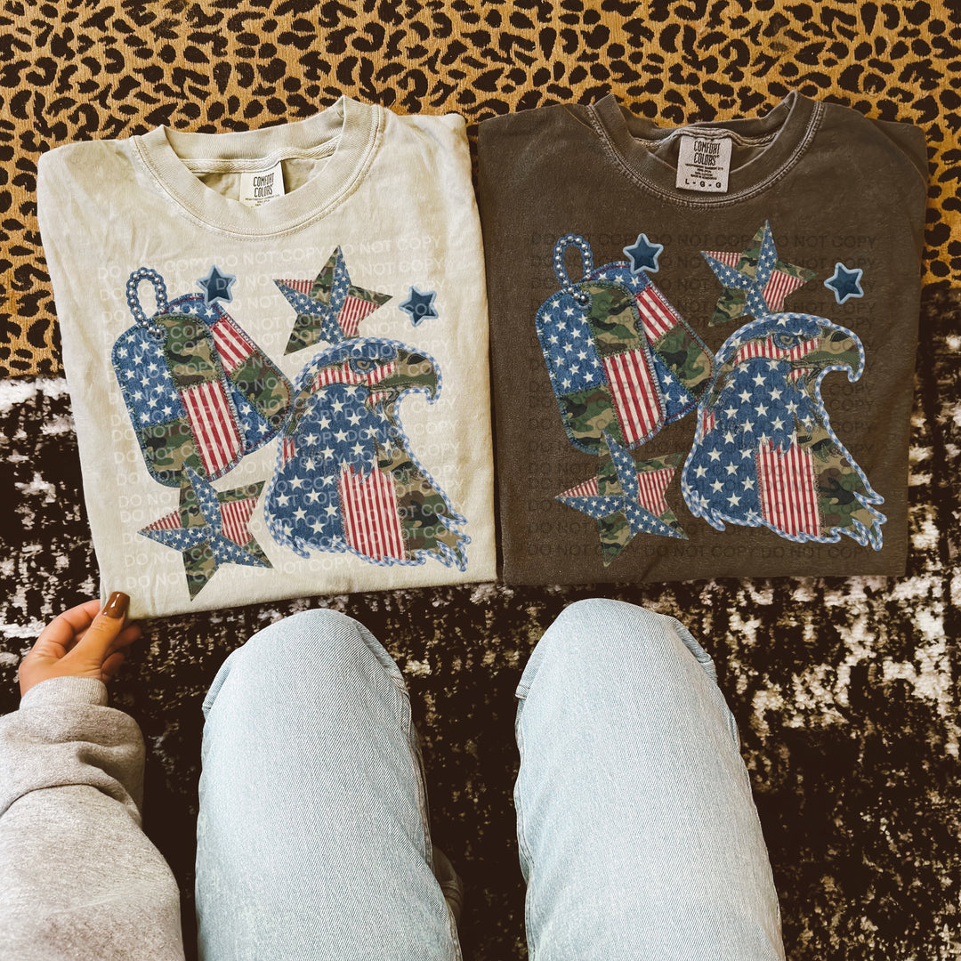 Patchwork Patriotic Eagle DTF Print